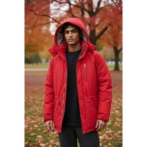 LL Bean Penobscot Parka Mens Medium Red Vintage Insulated Hooded Winter Coat